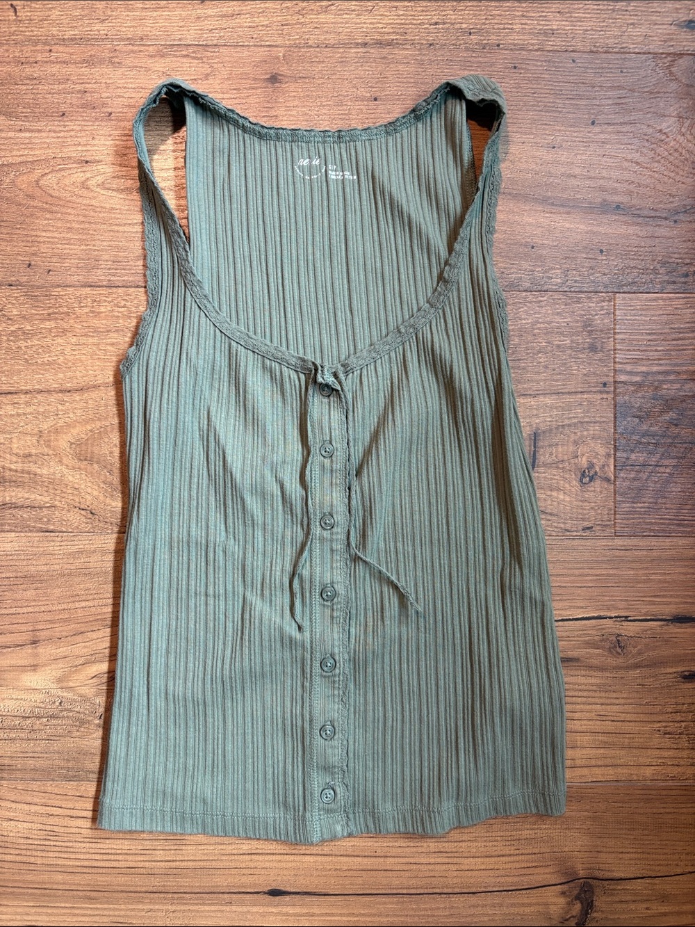 American Eagle Outfitters Olive Ribbed Button-Front Tank